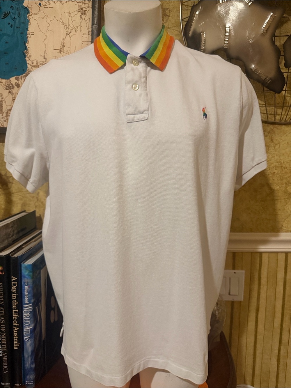 Polo Ralph Lauren Pride Rainbow-Striped Collar. XXL